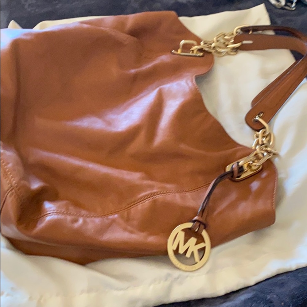 Michael Kors Brown Bag Purse Hobo Gold Chain